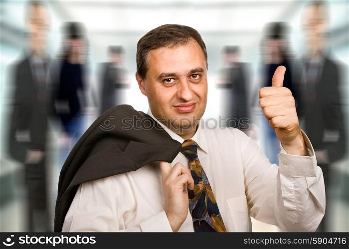 happy mature business man going thumb up