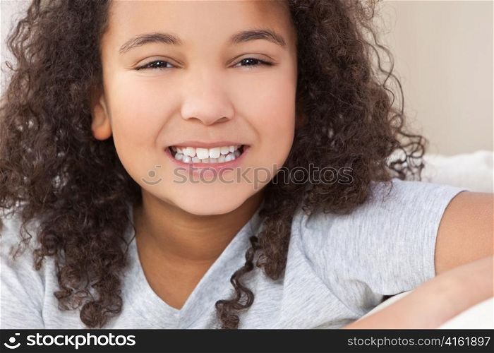 Happy Mixed Race African American Girl Child