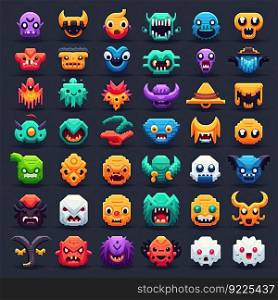 happy monster character avatar ai generated. design creature, emotion smile, emoticon cheerful happy monster character avatar illustration. happy monster character avatar ai generated
