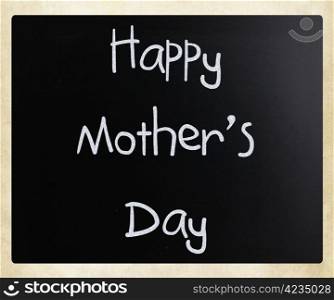""Happy Mother Day" handwritten with white chalk on a blackboard."