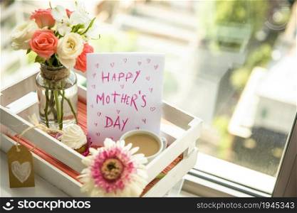 happy mother s day set tray. High resolution photo. happy mother s day set tray. High quality photo