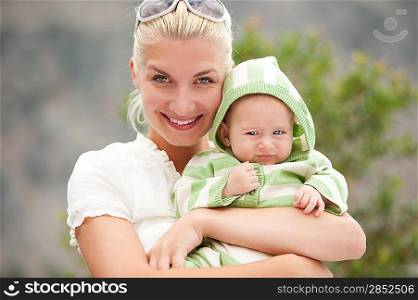 Happy mother with her child.