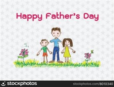 Happy mothers day card with family cartoons in illustration