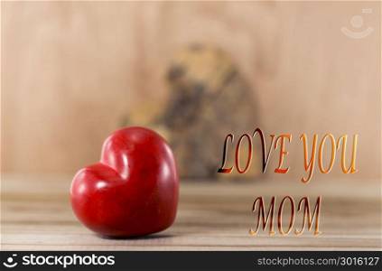 Happy mothers day red heart shape. mothers fathers day