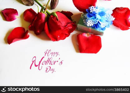 happy mothers day with rose and gift