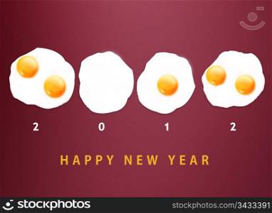 Happy new year 2012, conceptual images Fried eggs creating 2012 year number.