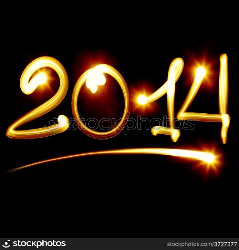 Happy new year 2014 message over black background