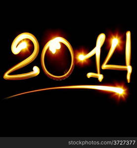 Happy new year 2014 message over black background