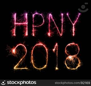 Happy new year 2018 written with Sparkle firework at night