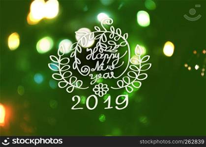 happy new year 2019 in bokeh and lens flare pattern