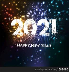 Happy new year 2021 with Sparkle firework