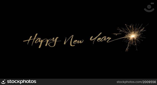 happy new year 2022 wallpaper with black background and golden sparkle