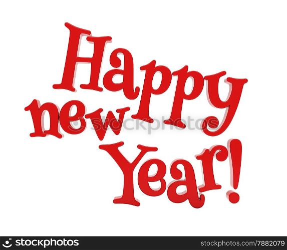 Happy new year 3d text on white background