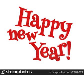 Happy new year 3d text on white background