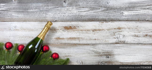 Happy New Year and Christmas concept on white weathered wood for the winter holidays
