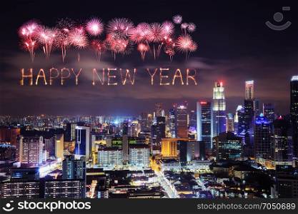 Happy new year firework Sparkle with Singapore cityscape at night