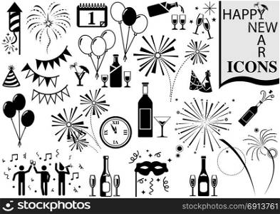 Happy New Year Icon Collection