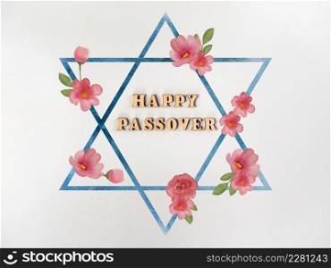 Happy Passover. Painted Star of David. Preparing for the holiday. Closeup, no people. Congratulations for loved ones, relatives, friends and colleagues. Happy Passover. Painted Star of David. Preparing for the holiday