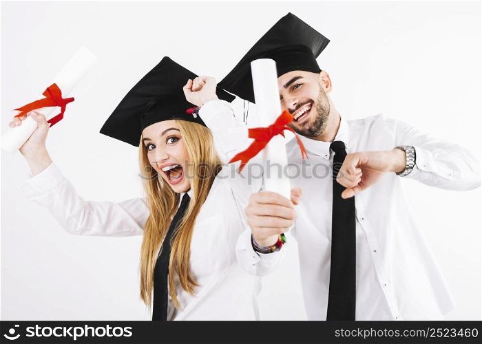 happy people celebrating graduation