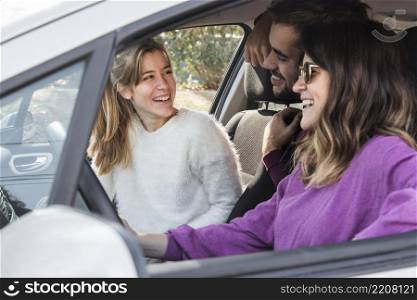 happy people riding car