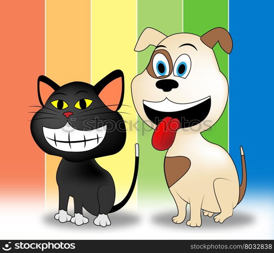 Happy Pets Indicating Domestic Animal And Cat