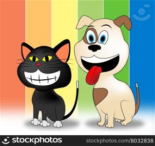Happy Pets Indicating Domestic Animal And Cat