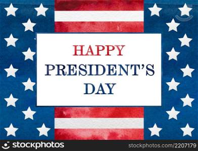 Happy President&rsquo;s Day. Congratulatory inscription in the form of words and images of the American Flag. Close up, no people. Congratulations for family, loved ones, friends and colleagues. Happy President&rsquo;s Day. Congratulatory inscription and American Flag