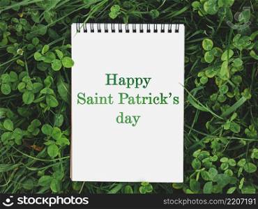 Happy Saint Patrick&rsquo;s Day. Beautiful greeting card. Closeup, no people, texture. Congratulations for loved ones, relatives, friends and colleagues. Happy Saint Patrick&rsquo;s Day. Beautiful greeting card