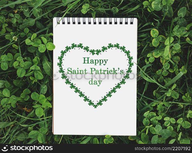 Happy Saint Patrick&rsquo;s Day. Beautiful greeting card. Closeup, no people, texture. Congratulations for loved ones, relatives, friends and colleagues. Happy Saint Patrick&rsquo;s Day. Beautiful greeting card
