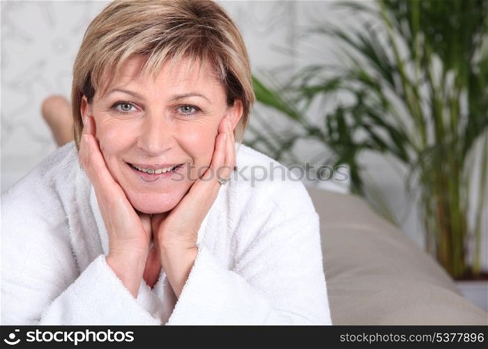 happy senior woman relaxing at home