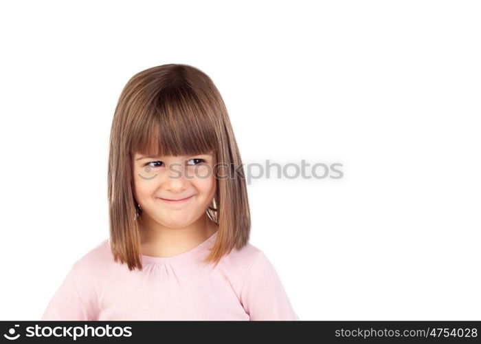 Happy small girl smiling isolated on a white background