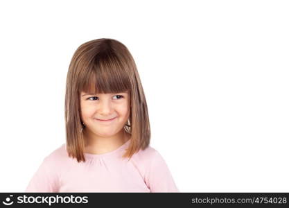 Happy small girl smiling isolated on a white background