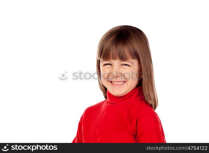 Happy small girl smiling isolated on a white background