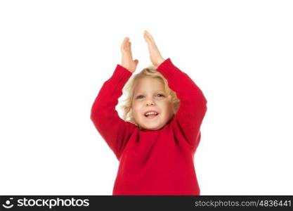 Happy small kid clipping isolated on white background