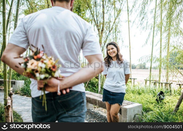 Happy Smiling Couple diversity in love moment together