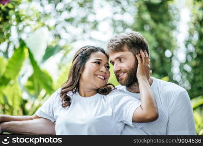 Happy Smiling Couple diversity in love moment together