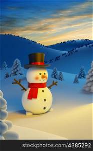 happy snowman, Christmas scene