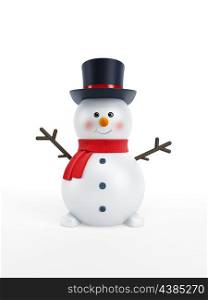 happy snowman isolated 3d rendering
