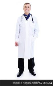 happy successful adult male doctor with stethoscope