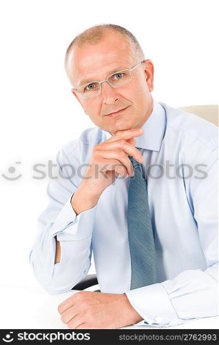 Happy successful mature businessman professional look isolated portrait