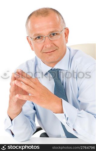 Happy successful mature businessman professional look isolated portrait