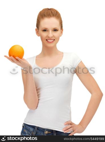 happy teenage girl with orange