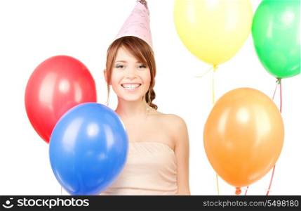 happy teenage party girl with balloons