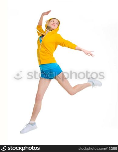 Happy teenager girl jumping