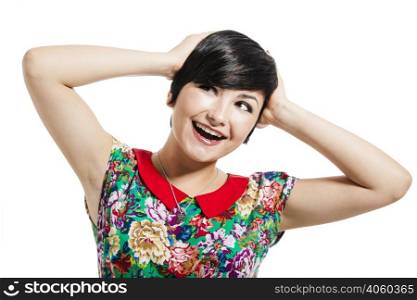 Happy teenager with a great smile, isolated over white background