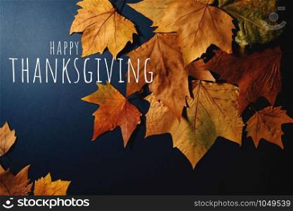 Happy Thanksgiving Day with Maple leave and text