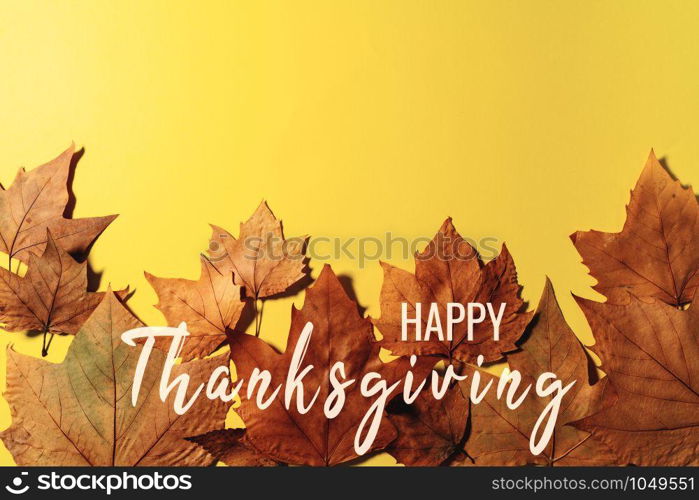 Happy Thanksgiving Day with Maple leave and text