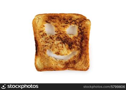 Happy toast isolated on white background
