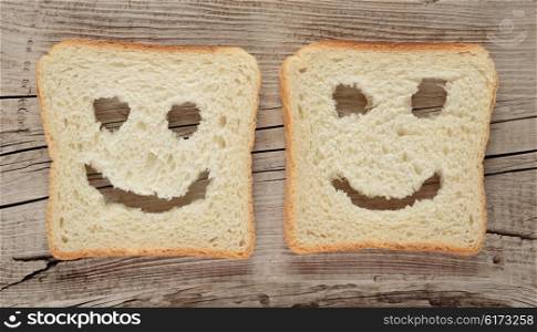 Happy toast on an old wooden board