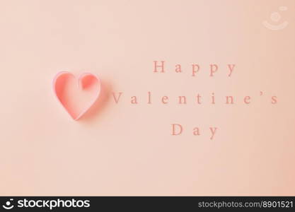 Happy Va≤nti≠s Day. Flat layπnk ribbon heart shaped on pastelπnk background, Festive background with©space, Va≤nti≠’s day concept